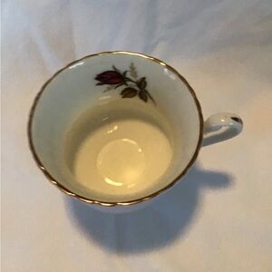 English Vintage Bone China Pink Floral Teacup with Gold Trim